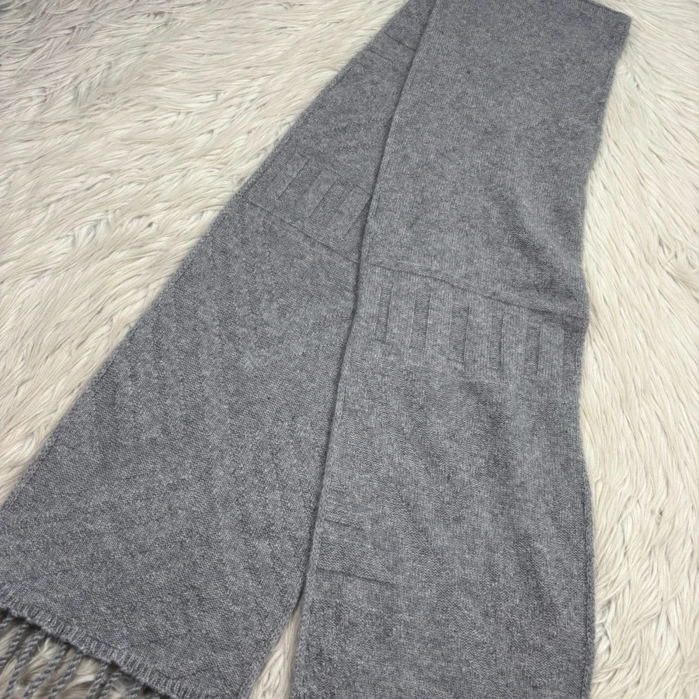 Pendleton Unisex Gray Geometric Knit Scarf‎ Fringe Hem Wool Cashmere?